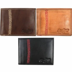Coupon 👍 Discount - Rawlings ⚾ Baseball Stitch Bi-Fold Wallet MW485 TAN 🔔