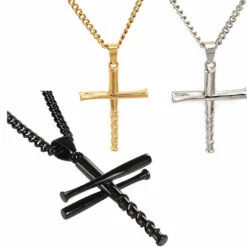 Brand new 🎁 Discount - HOF Jewelry Stacked Cross Bat Pendant Necklace BAT CROSS BLACK ❤️