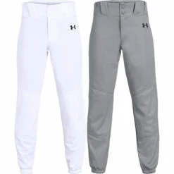 Coupon 🔔 Discount - Under Armour Youth Elastic Bottom ⚾ Baseball Pants 1317460 WHITE 😍