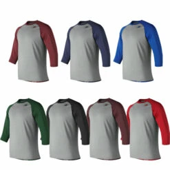 Coupon 🎁 Discount - New Balance Raglan Adult ⚾ Baseball 3/4 Sleeve Compression Shirt TMMT601 GREEN 🔔