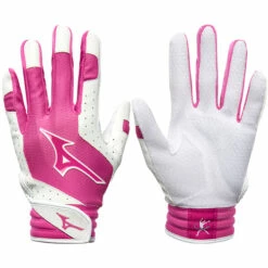 Best Sale ❤️ Discount - Mizuno Finch Youth Fastpitch 🥎 Softball Batting Gloves 330428 WHITE/PINK 🤩