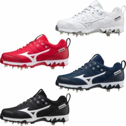Discount ⌛ Discount - Mizuno 9-Spike Swift 7 Women's Metal Fastpitch 🥎 Softball Cleat Low 320638 RED/WHITE 😀