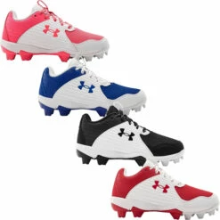 Best Sale 👍 Discount - Under Armour Leadoff Low Youth ⚾ Baseball Cleats 3023449 PINK/WHITE 🛒