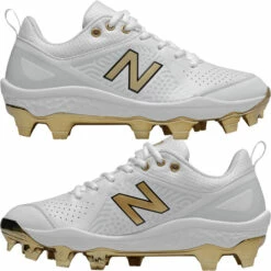 Cheap 🛒 Discount - New Balance VELOv2 White/Gold Molded Fastpitch 🥎 Softball Cleat SPVELOG2 WHITE/GOLD 👏
