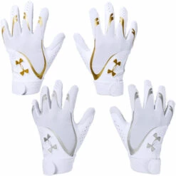 Discount 👍 Discount - Under Armour Women's Radar Fastpitch 🥎 Softball Batting Gloves 1355539 WHITE/GOLD 🎁