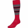 Flash Sale ✔️ Discount - Pro Feet Sock Style F Custom ⚾ Baseball 🧦 Socks – Red/Granite/Black RED/GRANITE/BLACK 😍