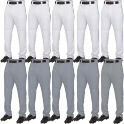 Outlet ❤️ Discount - Rawlings Plated Piped Youth ⚾ Baseball Pant YPRO150P GREY/SCARLET 🔔